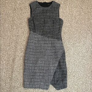 Banana Republic Black and Gray Tweed Midi Dress